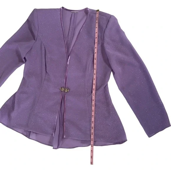 R&M Richards Petite Lavender Sparkle Jacket Dress Suit Women's Size 10P Elegant